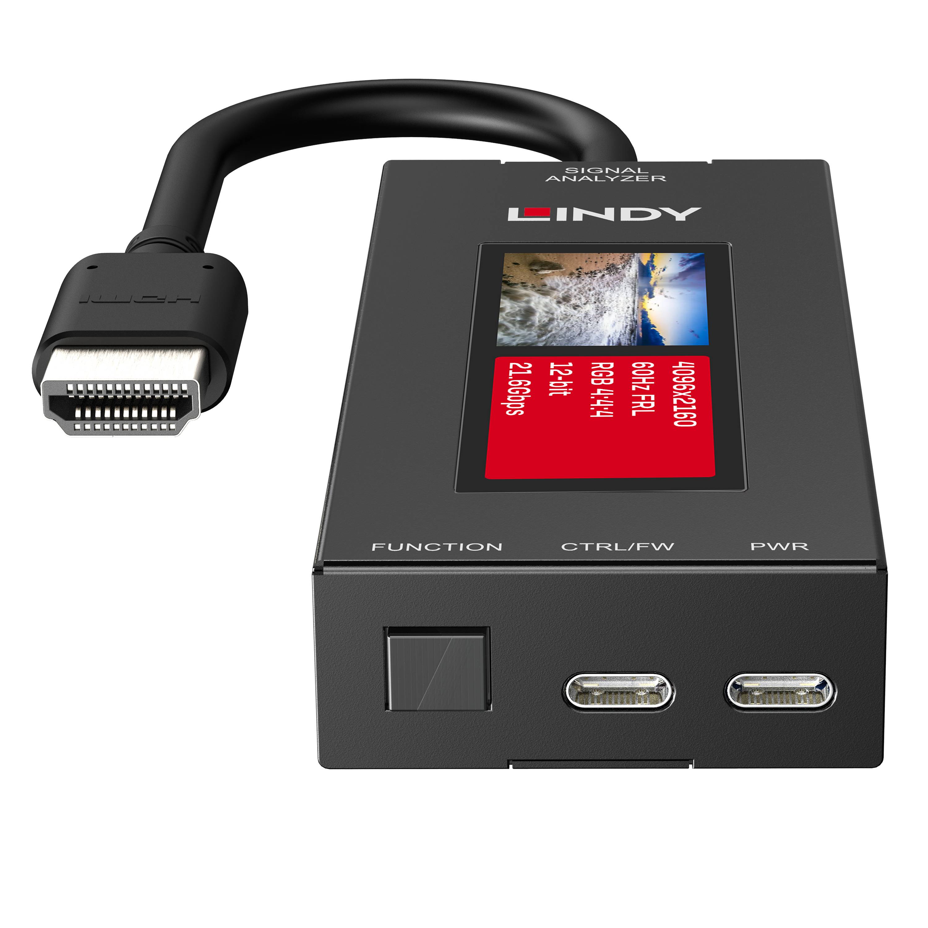 LINDY HDMI 8K60 Signal Analyzer, tragbar, mit LCD Bildschirm-1