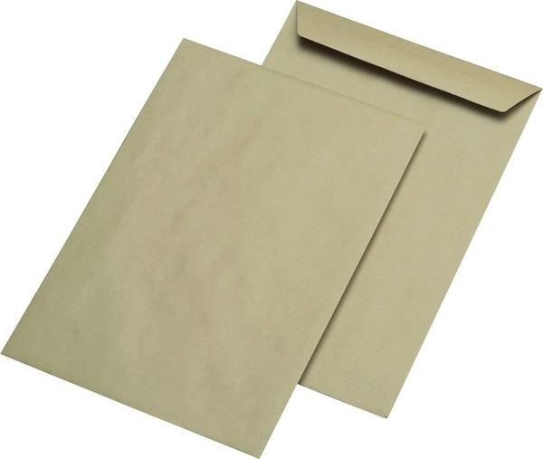 Versandtaschen Recycling - B4, ohne Fenster, gummiert, 110 g/qm, braun, 250