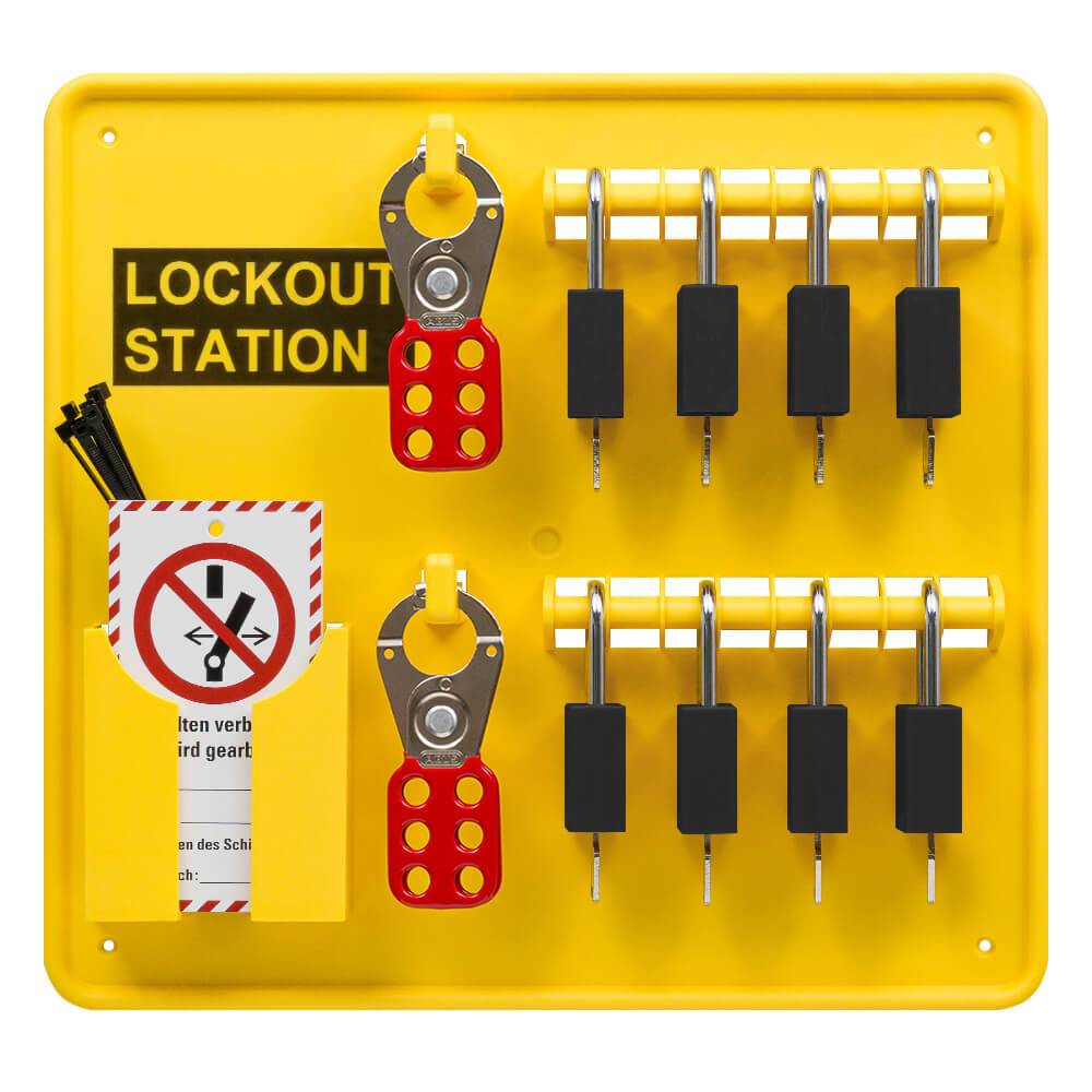 Lockout-Station Komplett-Set Typ 2-XL, mit 8 Schlössern, schwarz, 34 x 36 cm-0