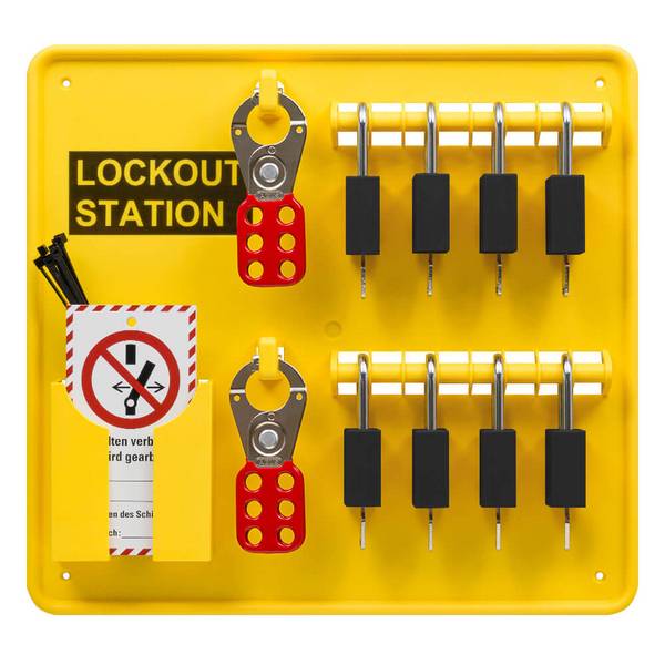Lockout-Station Komplett-Set Typ 2-XL, mit 8 Schlössern, schwarz, 34 x 36 cm