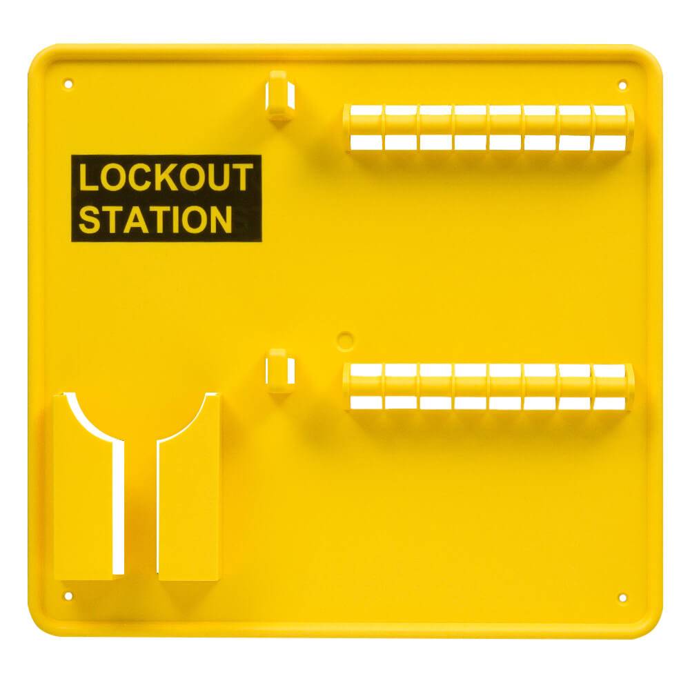 Lockout-Station Komplett-Set Typ 2-XL, mit 8 Schlössern, gelb, 34 x 36 cm-3