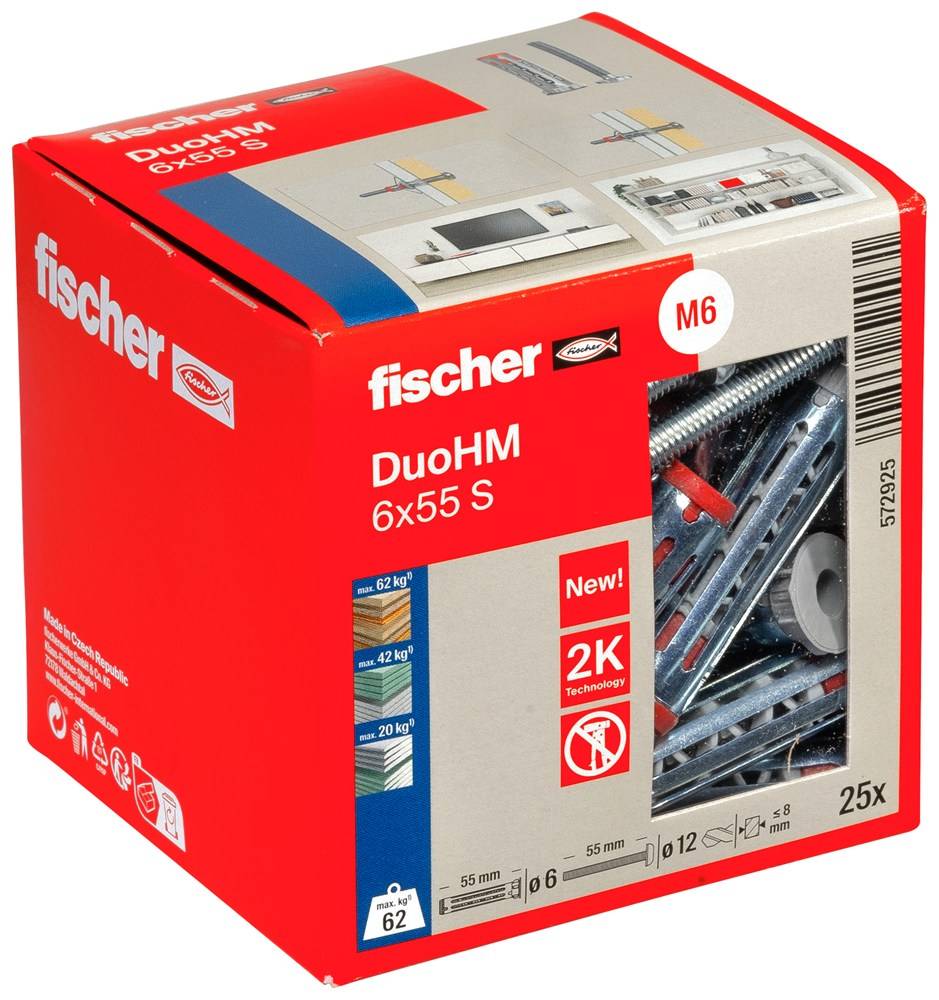 Fischer Hohlraumdbel DuoHM 6x55 S TX (25 Stck, mit Panhead-Schraube) Baumarkt & Garten Werkzeuge-4