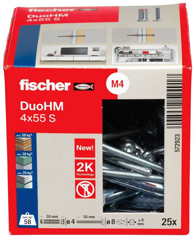 fischer Hohlraumdübel DuoHM 4x55, S TX, Packung mit 25 Stk.-3