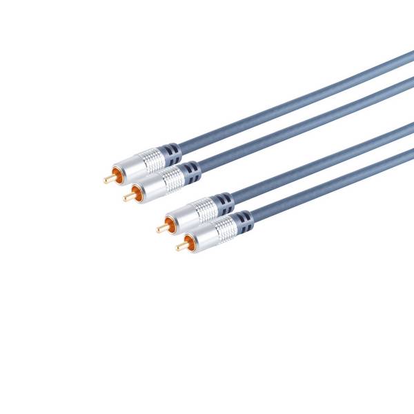 S/CONN Audio-Kabel 2x Cinch-Stecker auf 2x Cinch-Stecker vergoldet verchromt 1 m Blau 1 m