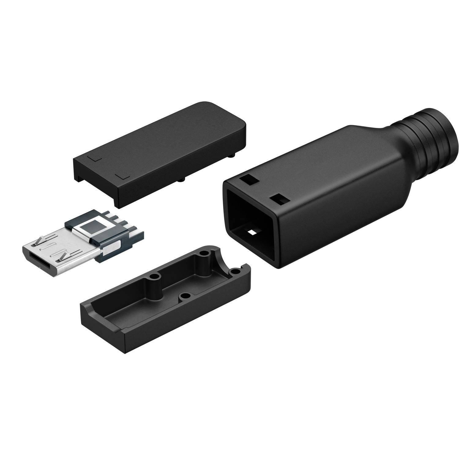 Goobay Micro-USB-B-Stecker Lötversion USB 2.0 480 Mbit/s Ersatzstecker schwarz-0