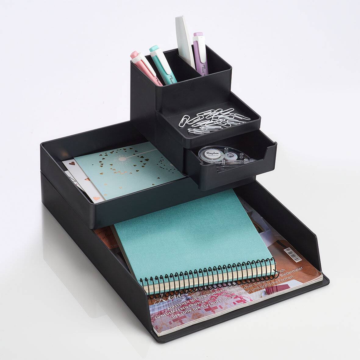 ZELLER - Schreibtisch-Organizer 15.3 x 11.2 9.3 cm schwarz-1