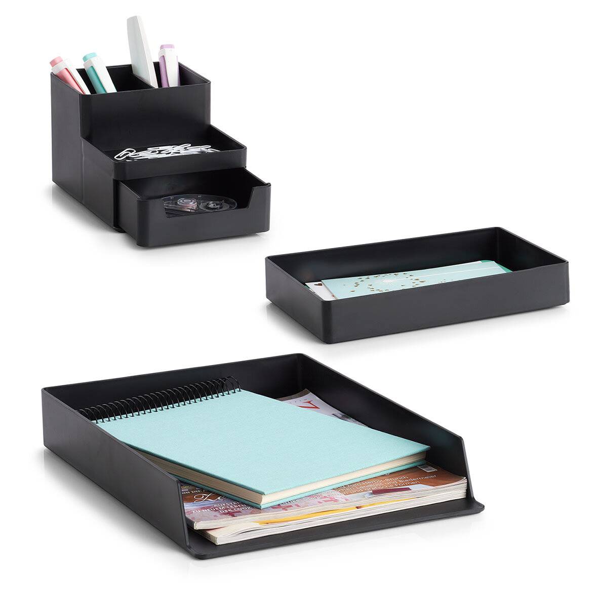 ZELLER - Schreibtisch-Organizer 15.3 x 11.2 9.3 cm schwarz-2