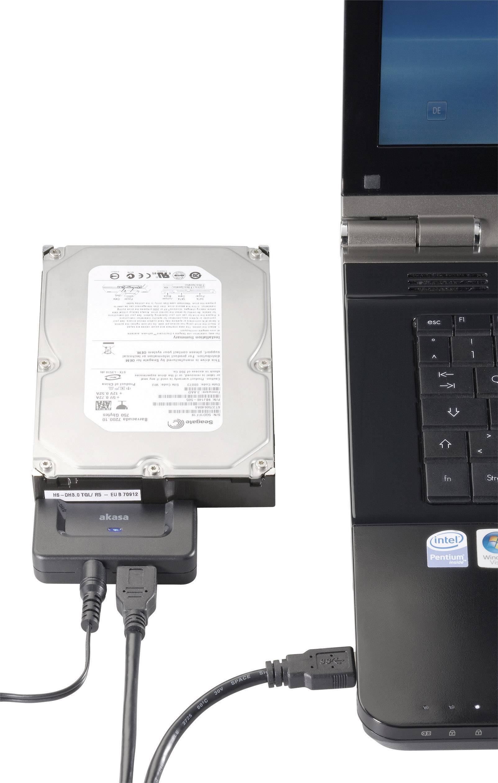 Akasa Festplatten Adapter [1x USB 3.2 Gen 1 Stecker A (USB 3.0) - 1x SATA-Kombi-Stecker 7+15pol.] 1.00 m Schwarz-5