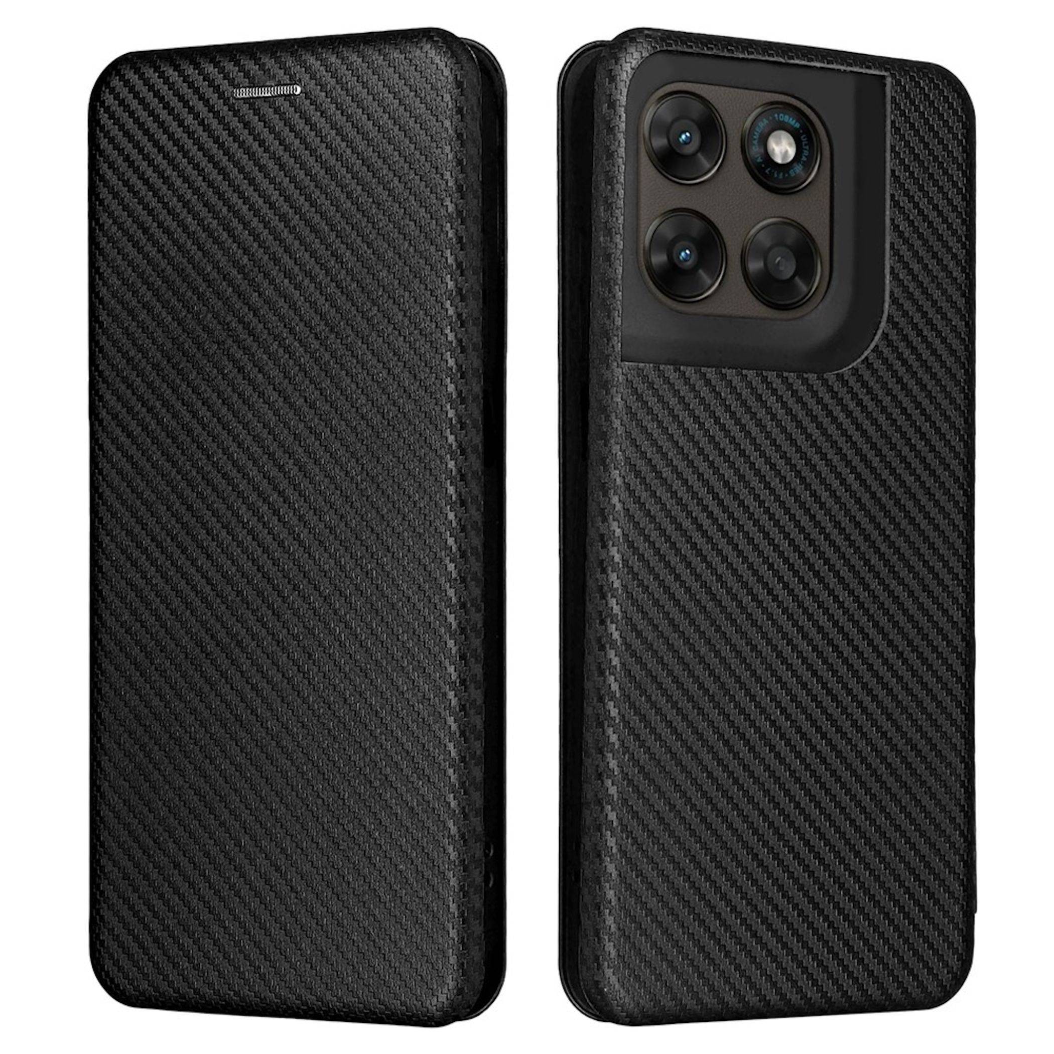 Handyhülle Kunstleder für Motorola Moto G87 / G77 / G67 Carbon Schutz Schwarz-0