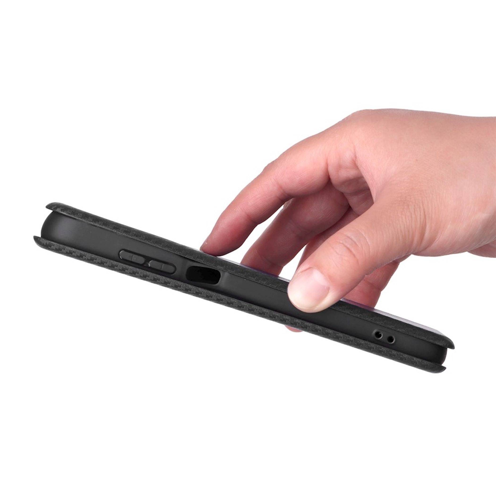 Handyhülle Kunstleder für Motorola Moto G87 / G77 / G67 Carbon Schutz Schwarz-4