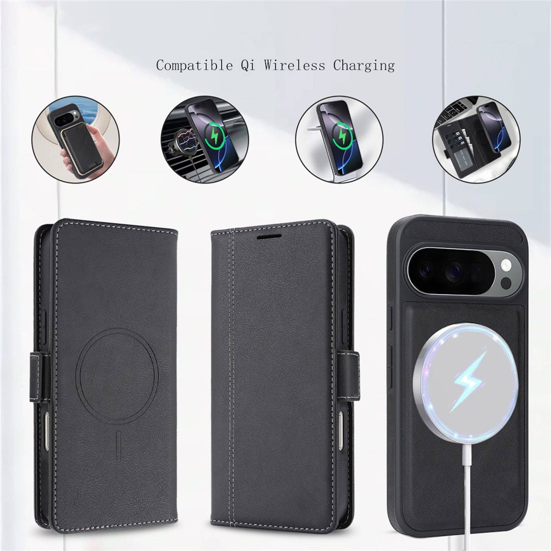 Magnetische Wallet Handyhülle für Google Pixel 11 Pro XL Abnehmbar 2 in 1 Design-4