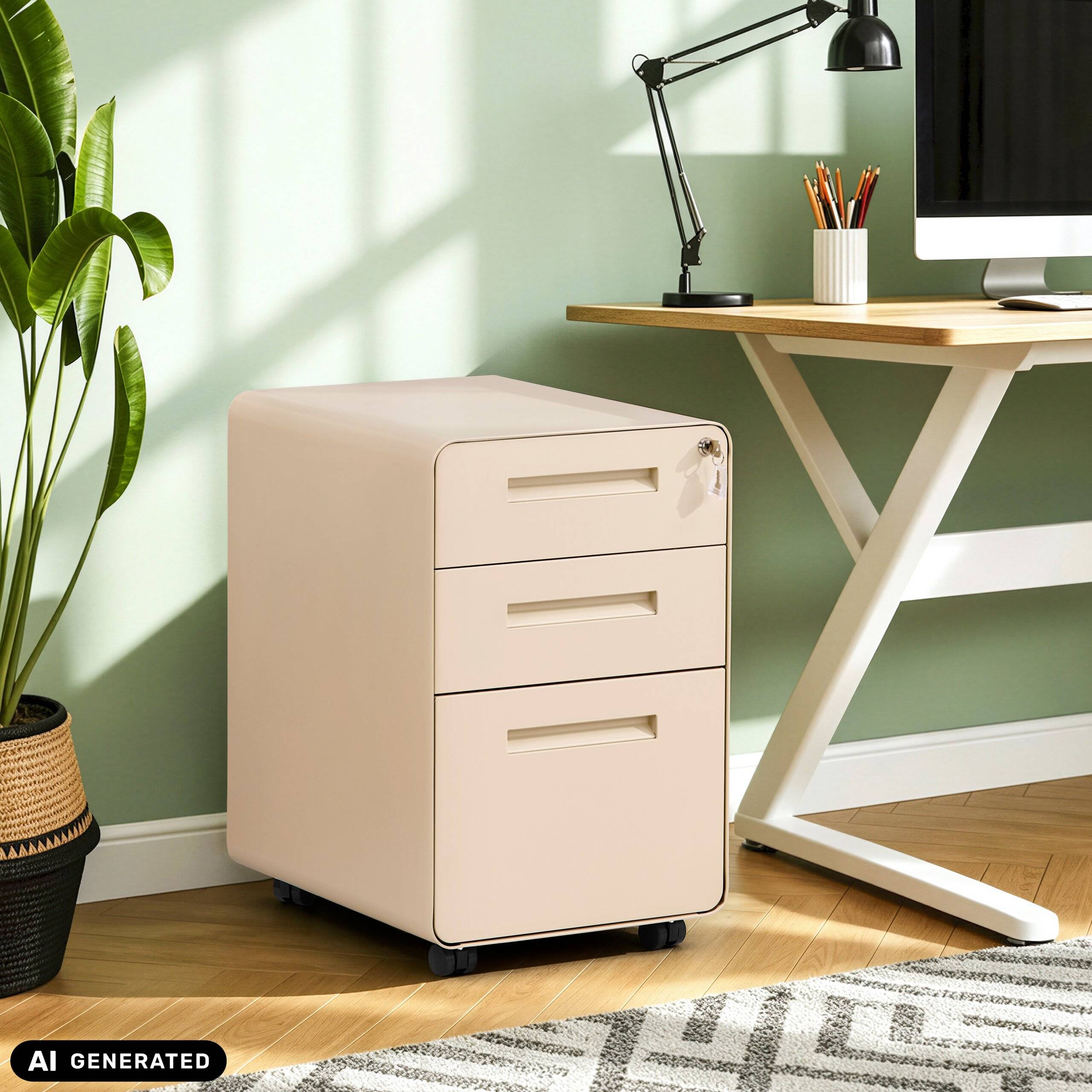 Rollcontainer COLOR PLUS I Metall beige hjh OFFICE-4