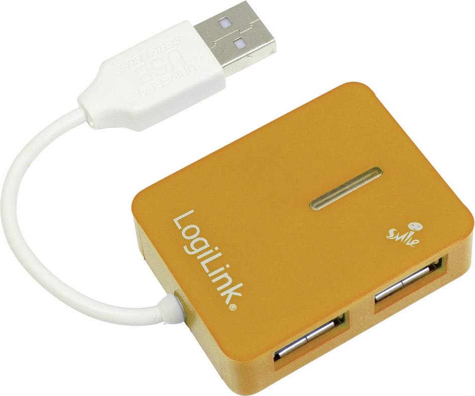 Hub USB 2.0 LogiLink 4 ports orange sur le site Conrad 986334
