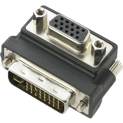 DVI / VGA Adapter [1x DVI-Stecker 24+5pol. - 1x VGA-Buchse] 90° gewinkelt  Schwarz  