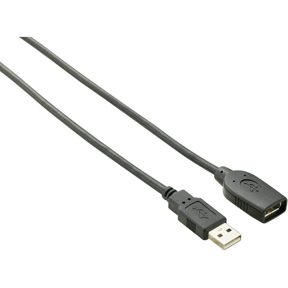 Renkforce USB 2.0 Verlengkabel [1x USB 2.0 stekker A 1x USB 2.0 bus A] 10 m Zwart Vergulde steekcont