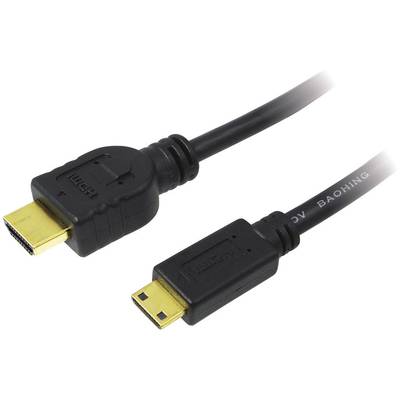 LogiLink HDMI Anschlusskabel HDMI-A Stecker, HDMI-Mini-C Stecker 1.50 m Schwarz CH0022 Audio Return Channel, vergoldete 