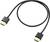 Schwarzes HDMI-Kabel mit zwei Steckern an beiden Enden, geeignet zum Übertragen von Audio- und Videodaten zwischen Geräten.