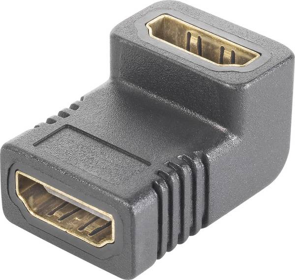 SpeaKa Professional SP-9564944 HDMI Adapter [1x HDMI-Buchse - 1x HDMI-Buchse] Schwarz vergoldete Steckkontakte, 90° nach oben gewinkelt 0.00 m