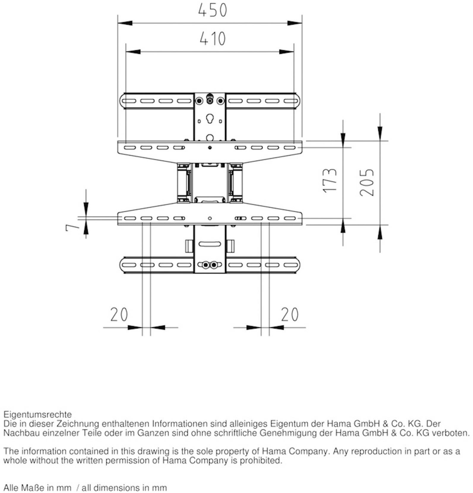 Hama Ultraslim FULLMOTION TV Wall Bracket, 5 stars, XL - Befestigungskit (Wandbefestigung, Dübel) für flat panel - Stahl-3
