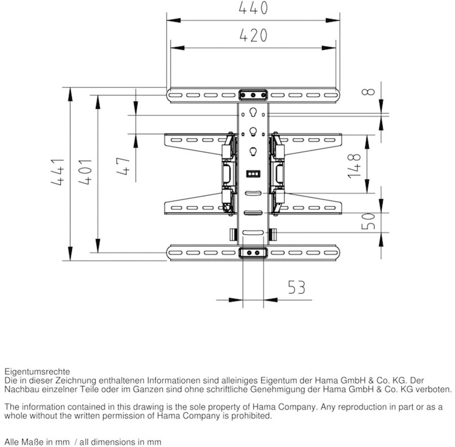 Hama Ultraslim FULLMOTION TV Wall Bracket, 5 stars, XL - Befestigungskit (Wandbefestigung, Dübel) für flat panel - Stahl-4