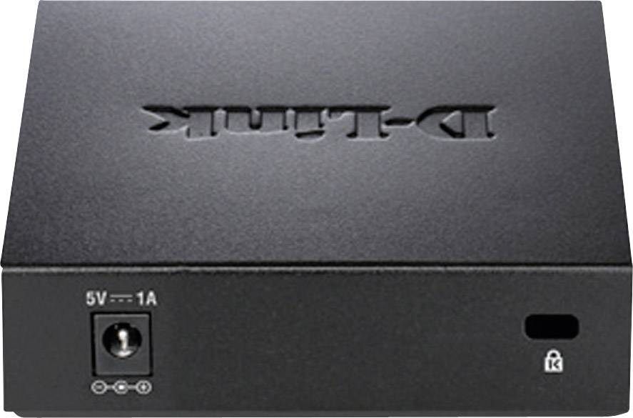 Schwarze Box mit der Aufschrift 'D-Link'. Links Anschlüsse für Spannung (5V-1A).