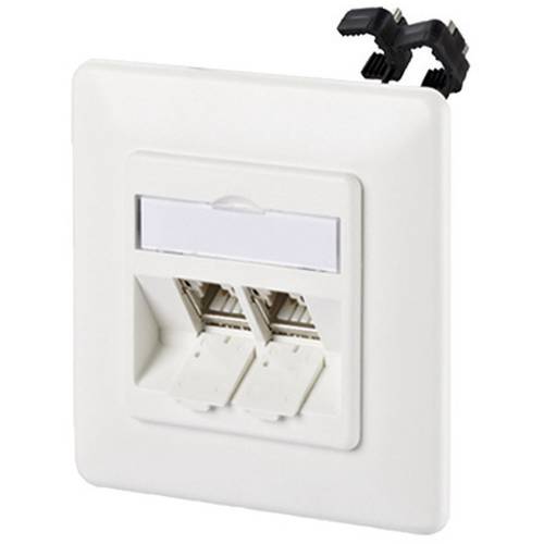 Thumbnail - Metz Connect 130B11D21002-E Netzwerkdose Unterputz Einsatz mit Zentralplatte und Rahmen 2 Port Reinweiß