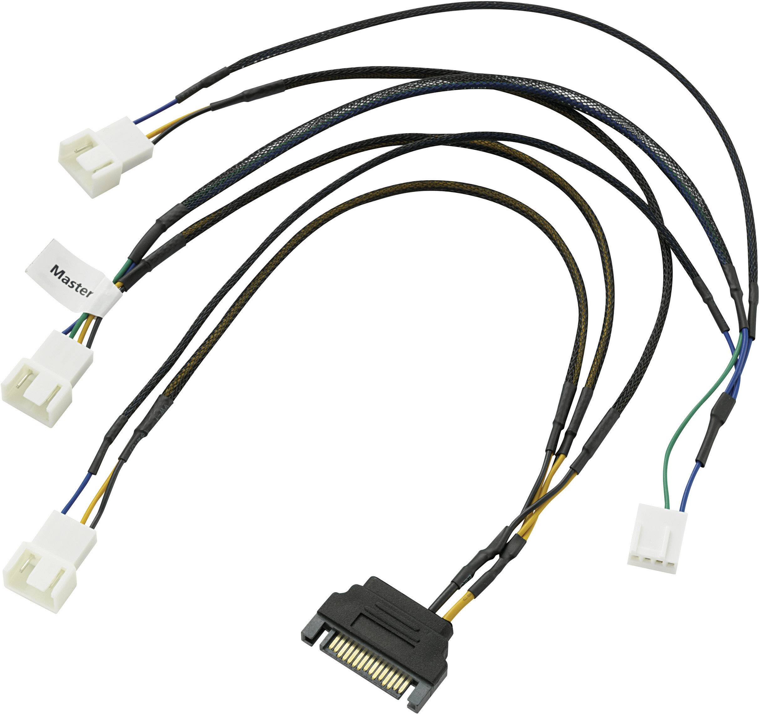 PC fan Cable [2x PC fan plug 3pin, PC fan plug 4pin 1x PC fan