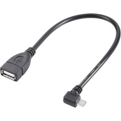  USB-Kabel  USB-A Buchse, USB-Micro-B Stecker 0.10 m Schwarz mit OTG-Funktion, vergoldete Steckkontakte, UL-zertifiziert