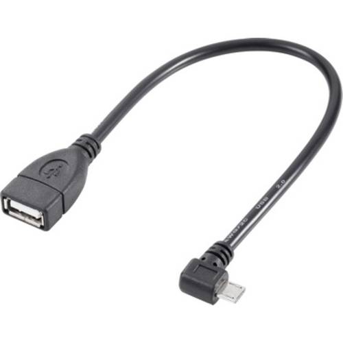 Renkforce USB-Kabel USB 2.0 USB-Micro-B Stecker, USB-A Buchse 0.10 m Schwarz mit OTG-Funktion, vergoldete Steckkontakte ...