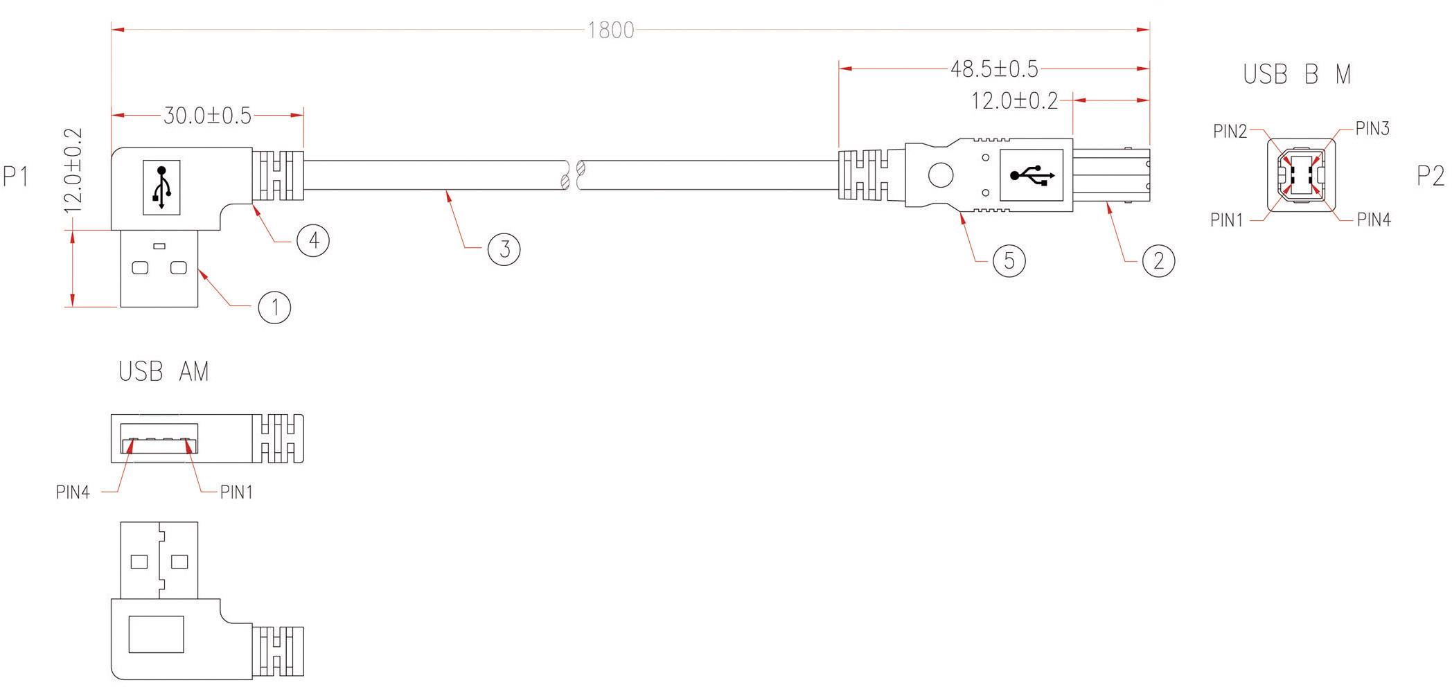 EFB USB2.0 Kabel A(gewinkelt)-B,St.-St.,1,8m,schwarz,Classic-1