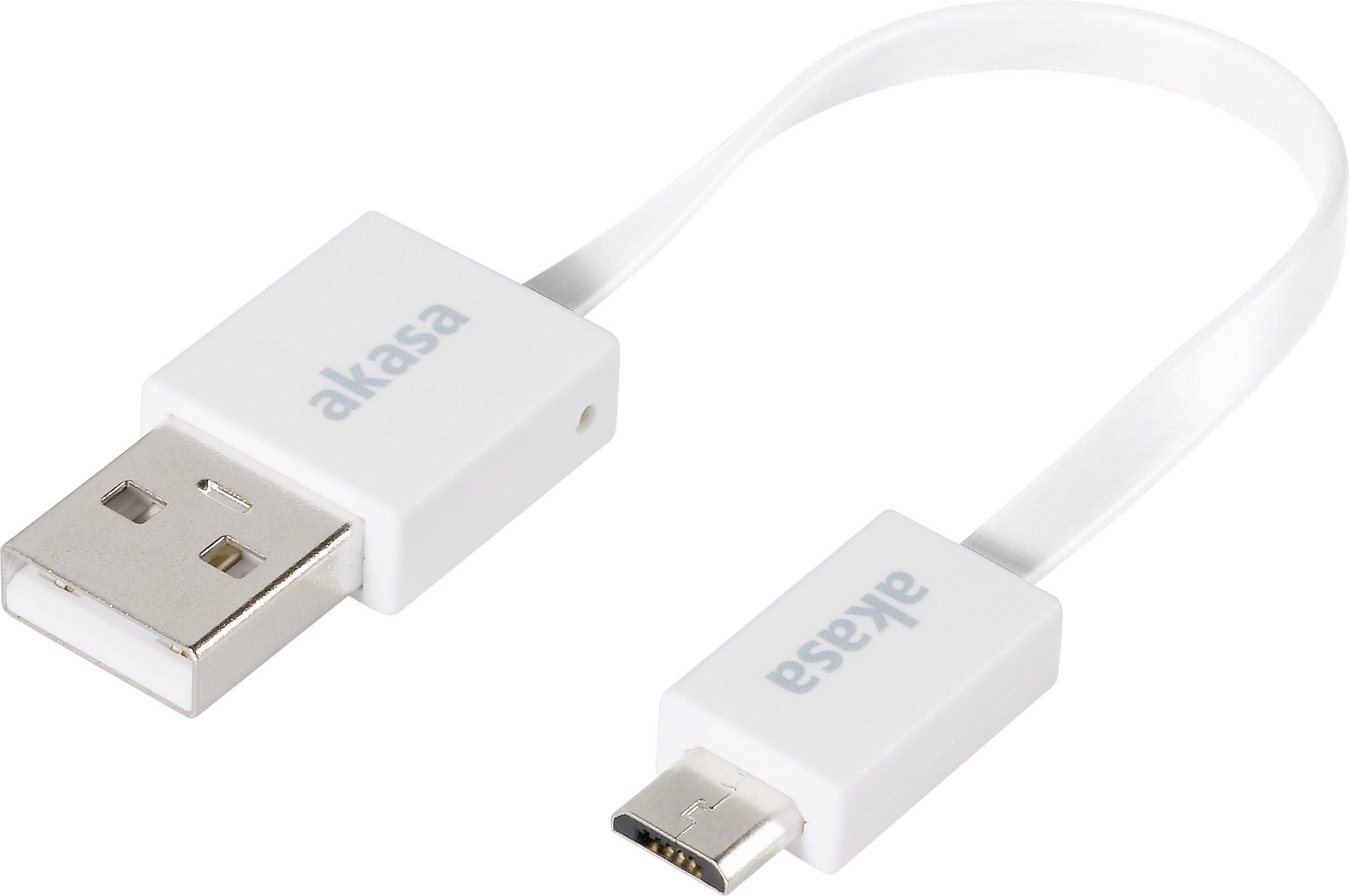 AKASA 0.15m USB 2.0 A/Micro-B - USB A - Micro-USB B - Männlich/männlich - Weiß (AK-CBUB16-15WH)
