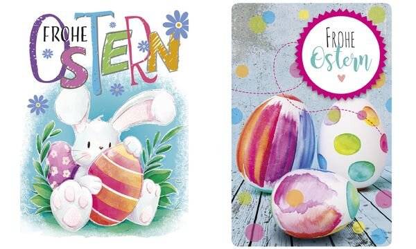 SUSY CARD Oster-Grußkarte "Bunte Eier auf Holzbrett" (40051659)-0