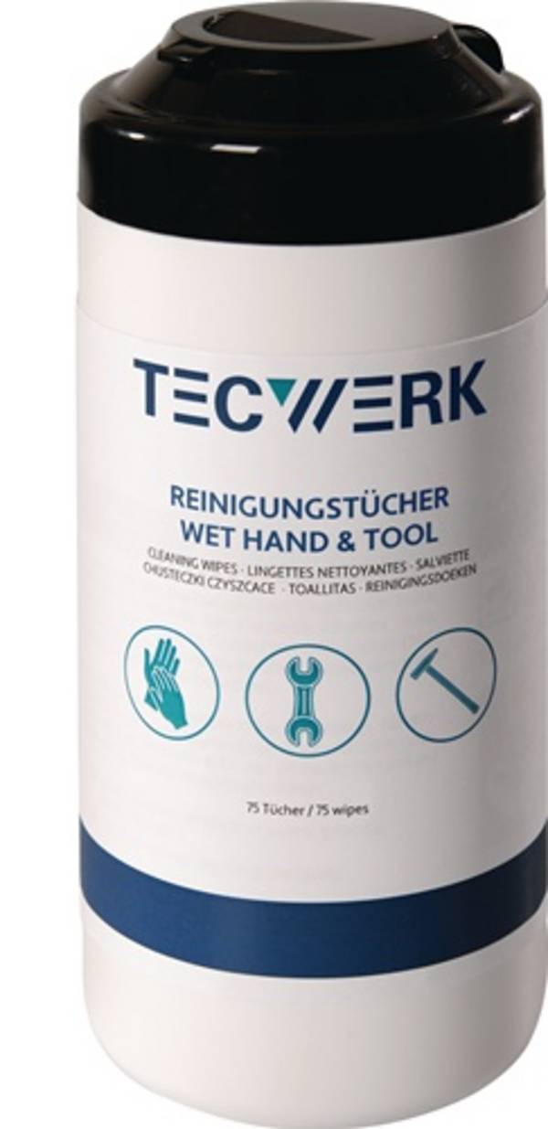 Handreinigungstuch Wet Hand & Tool gebrauchsfertig 75 Tücher/Box TECWERK