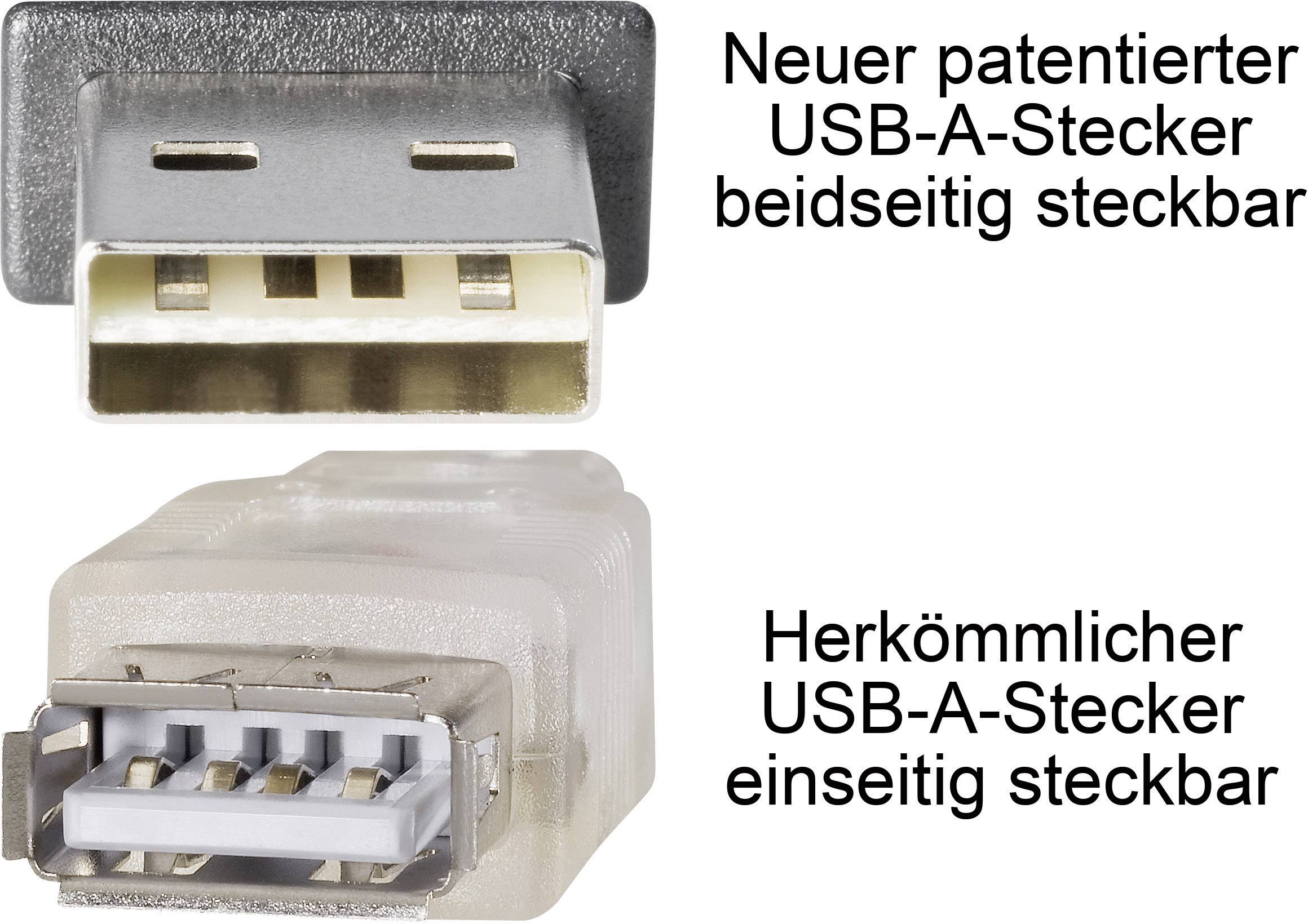 USB 2.0 Micro-B auf USB A Kabel 1,8 m mit Wende-Stecker - Kabel nie wieder falsch herum einstecken-5