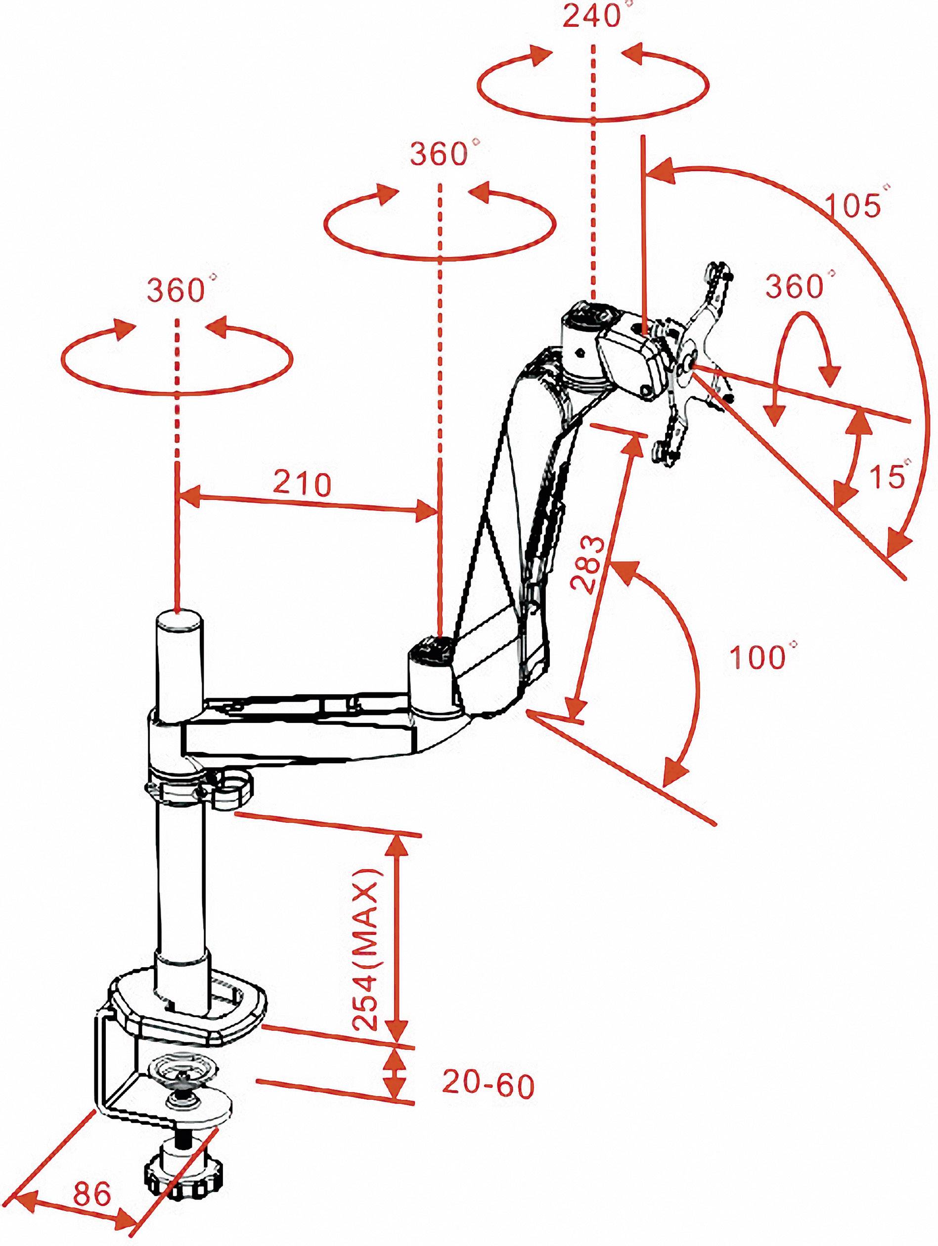 SpeaKa Professional SuperFlex Monitorhalter, Tischmontage mit Gasdruck-Technik mit C-Klemme-1