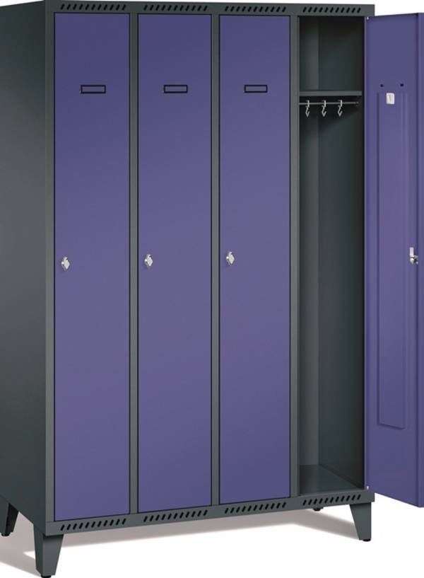 Garderobenschrank m.Füßen H1850xB1225xT500mm grau/ taubenblau NCS 4 Abt.TECWERK