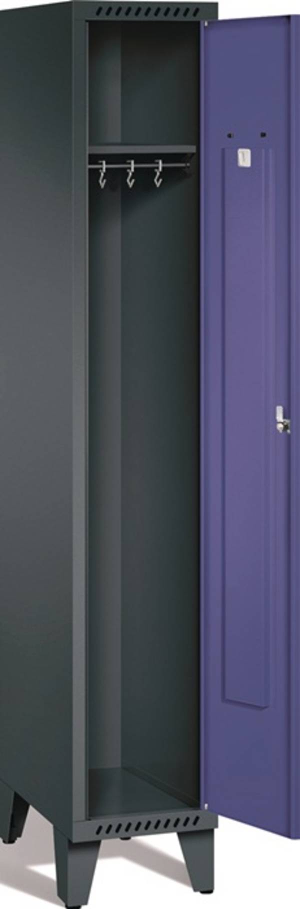 Garderobenschrank m.Füßen H1850xB325xT500mm grau/ taubenblau NCS 1 Abt.TECWERK