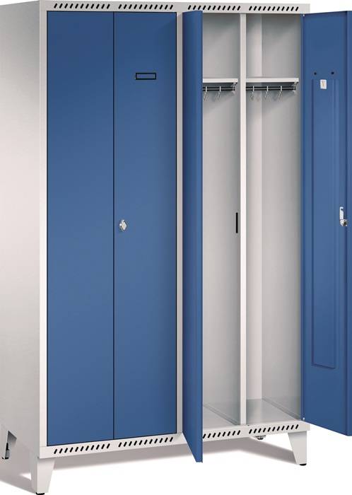 Garderobenschrank m.Füßen H1850xB1225xT500mm lichtgrau/blau 2 dop.Abt.TECWERK-0
