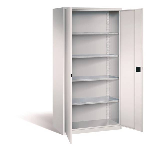 Flügeltürenschrank H1950xB950xT600mm lichtgrau/lichtgrau 4 BD TECWERK