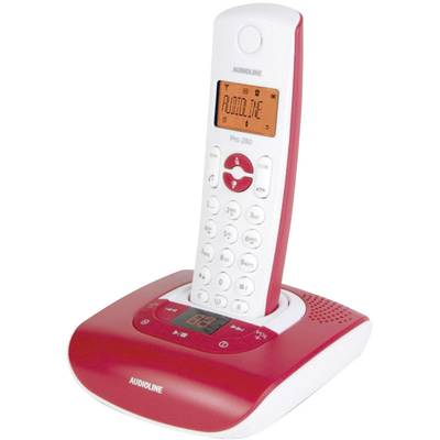 Audioline Pro 280 COLOR DECT Schnurloses Telefon analog  Anrufbeantworter, Freisprechen Rot, Weiß