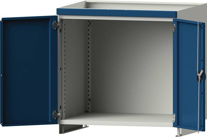 Aufsatzschrank H800xB865xT720mm lichtgrau/blau Flügeltüren TECWERK