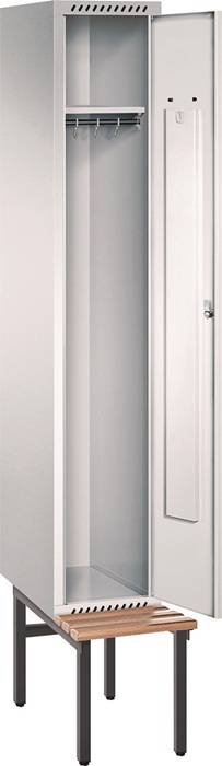 Garderobenschrank m.Sitzbank H2100xB325xT800mm lichtgrau/lichtgrau 1 Abt.TECWERK-0