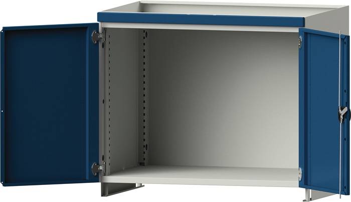 Aufsatzschrank H800xB1015xT720mm lichtgrau/blau Flügeltüren TECWERK