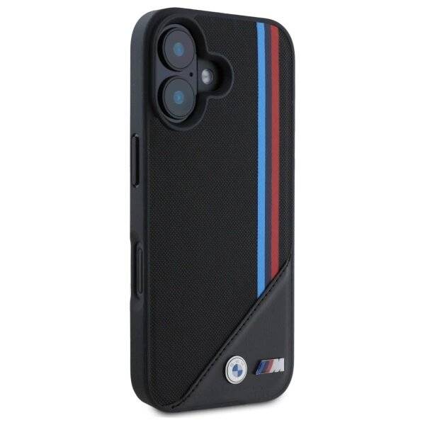 BMW M Meshed Tricolor Stripes MagSafe Case iPhone 16 - Schwarz-4