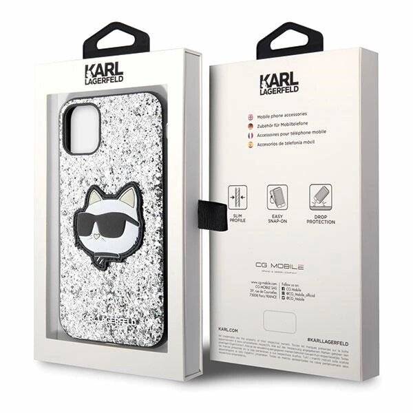 Karl Lagerfeld KLHCN61G2CPS iPhone 11 / Xr 6,1" Silber/Silber Hardcase Glitter Choupette Patch-1