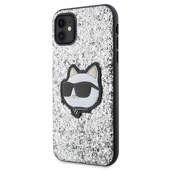 Karl Lagerfeld KLHCN61G2CPS iPhone 11 / Xr 6,1" Silber/Silber Hardcase Glitter Choupette Patch-2