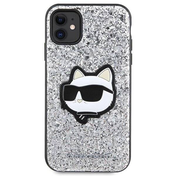 Karl Lagerfeld KLHCN61G2CPS iPhone 11 / Xr 6,1" Silber/Silber Hardcase Glitter Choupette Patch-3