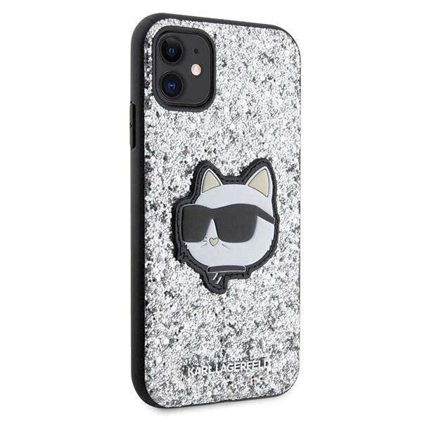 Karl Lagerfeld KLHCN61G2CPS iPhone 11 / Xr 6,1" Silber/Silber Hardcase Glitter Choupette Patch-4