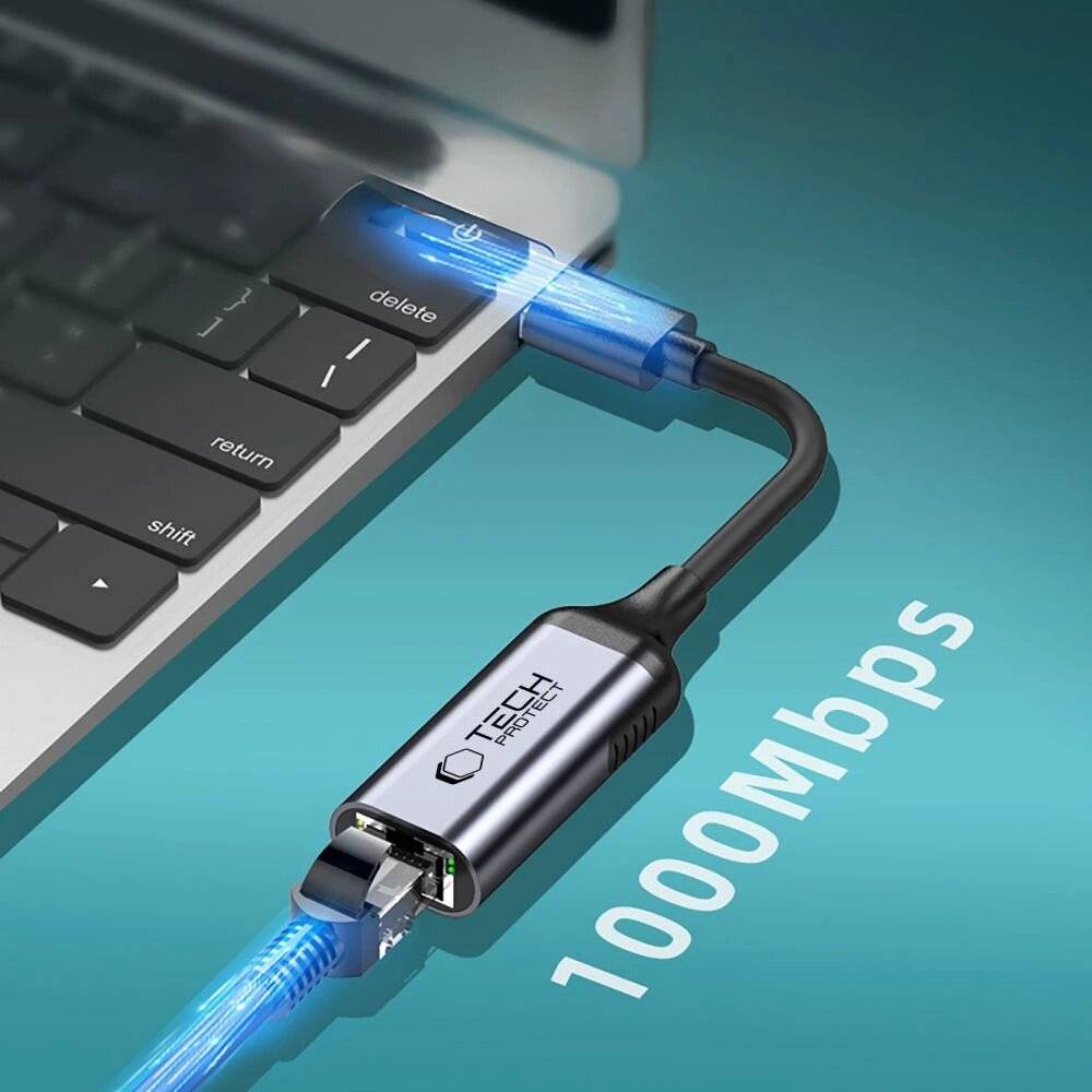 Preisbild für Tech-Protect UltraBoost USB-C Ethernet RJ45 1000Mbps Adapter - Schwarz