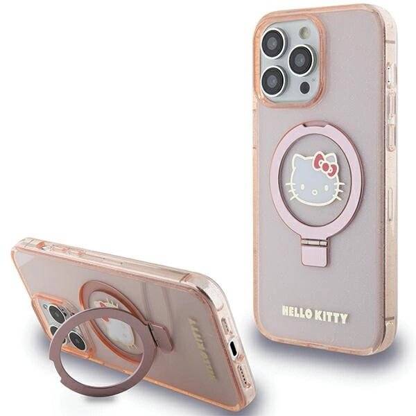Hello Kitty Ringständer Glitzer Electrop Logo MagSafe Hülle iPhone 15 Pro Max – Pink-5